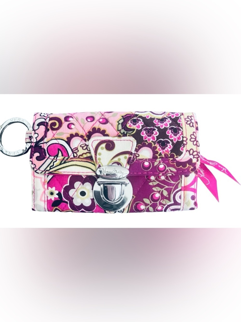 Vera Bradley Pink Floral Quilted Wallet with Silver Turn-Lock NWOT